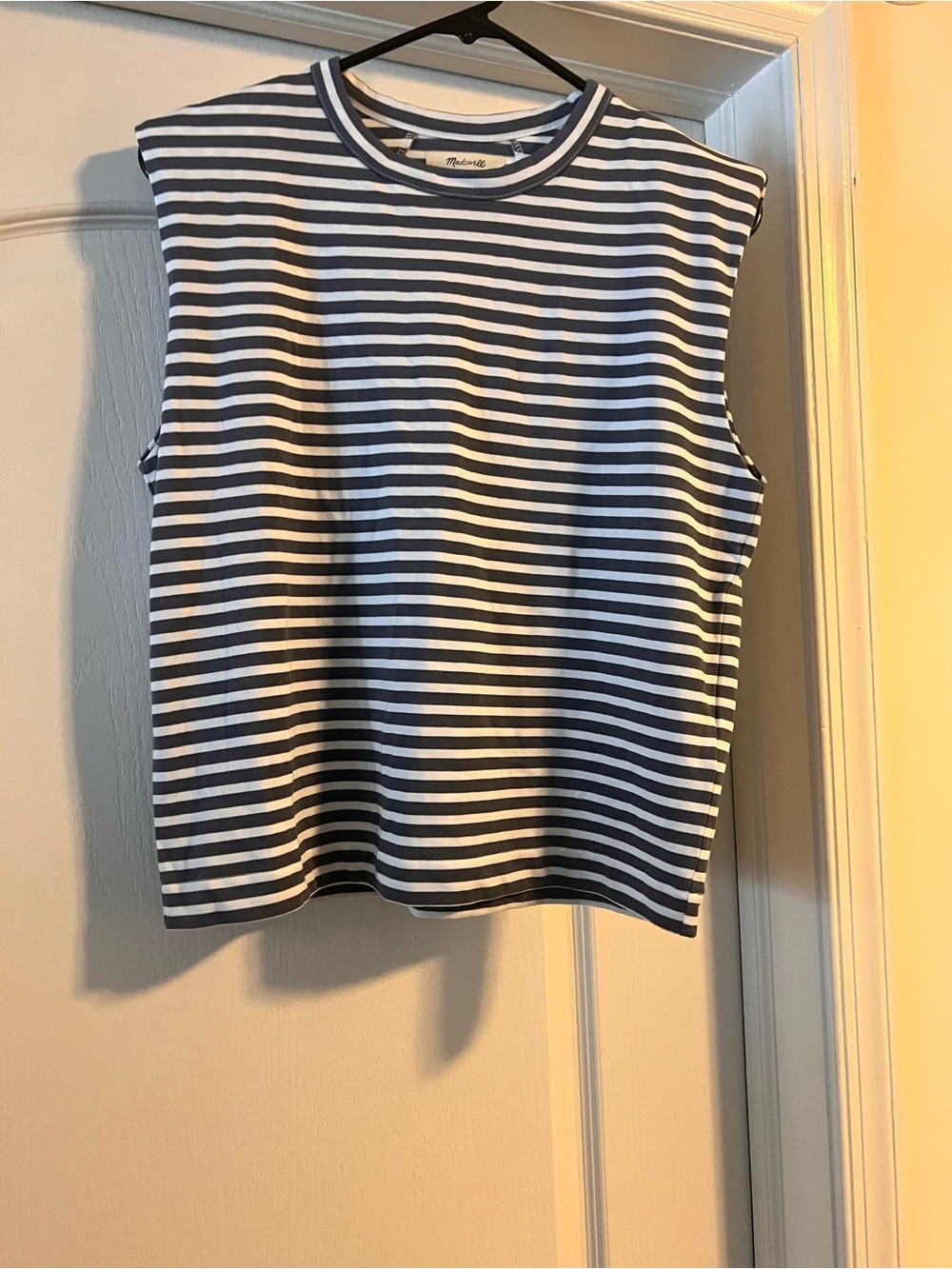Madewell Navy & White Striped Muscle Tank